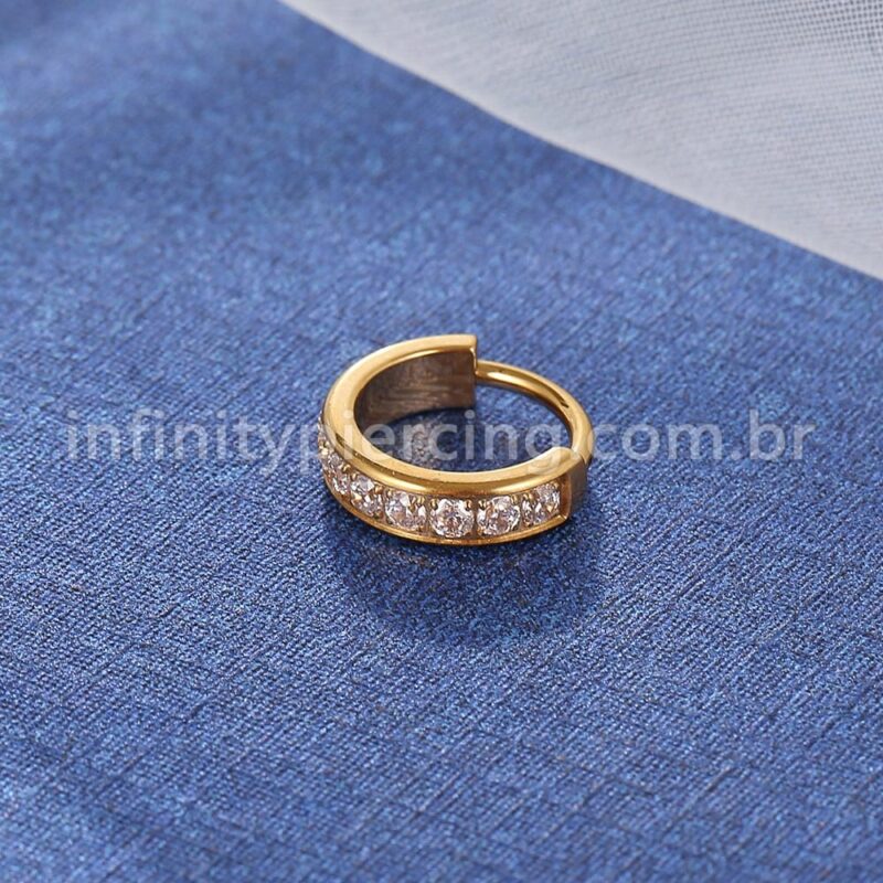 Piercing Argola Segmento Articulado Titânio Zircônia Cravejada