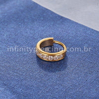 Piercing Argola Segmento Articulado Titânio Zircônia Cravejada