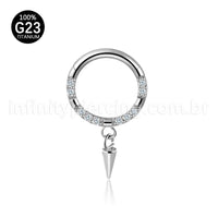 Piercing Argola Titânio Zircônia Frontal Com Pingente Spike