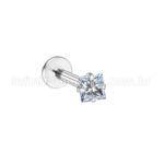 Piercing Labret Aço Cirúrgico Zircônia Quadrada