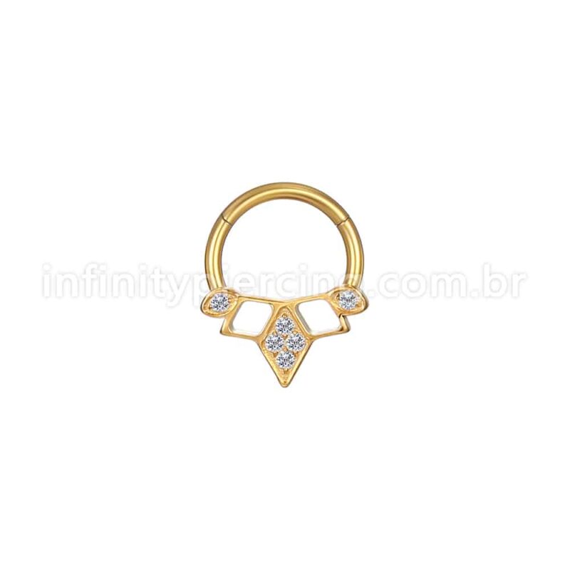 Piercing Argola Aço Cirúrgico Segmento Articulado Detalhada Vazada Zircônia Cravejada