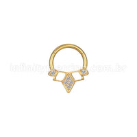 Piercing Argola Aço Cirúrgico Segmento Articulado Detalhada Vazada Zircônia Cravejada