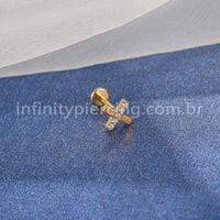 Piercing Labret Aço Cirúrgico X Zircônia Cravejada