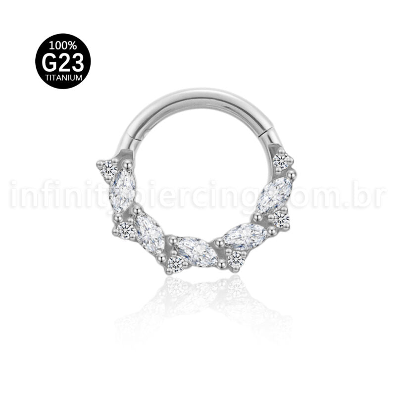 Piercing Argola Titânio Zircônia Cravejada Frontal