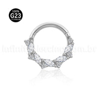 Piercing Argola Titânio Zircônia Cravejada Frontal