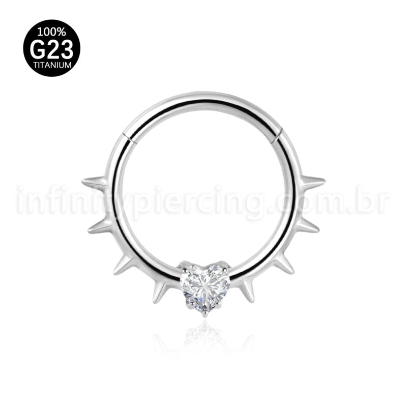 Piercing Argola Titânio Spike Com Pedra Zircônia