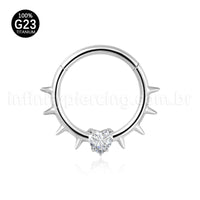 Piercing Argola Titânio Spike Com Pedra Zircônia