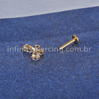 Piercing Labret Aço Cirúrgico Borboleta Zircônia