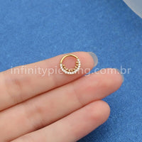 Piercing Argola Titânio Segemento Articulado Indiano Zircônia Cravejada