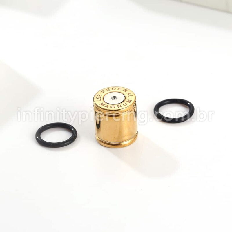 Alargador Aço Cirúrgico Gold Plug Com Borracha