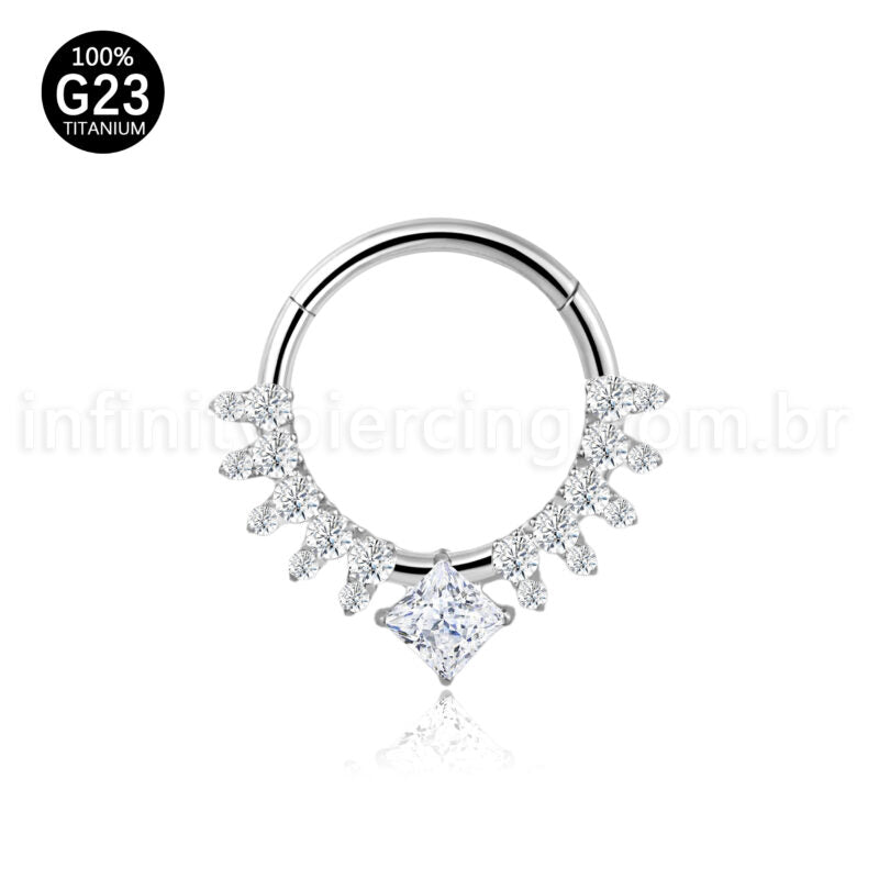 Piercing Argola Titânio Zircônia Cravejada Frontal