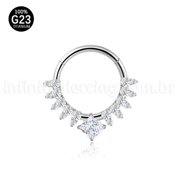 Piercing Argola Titânio Zircônia Cravejada Frontal