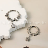 Piercing Argola Titânio Segmento Articulado Borboletas Com Pingente Estrela