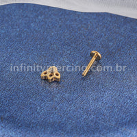 Piercing Labret Aço Cirúgico 4 Zircônias