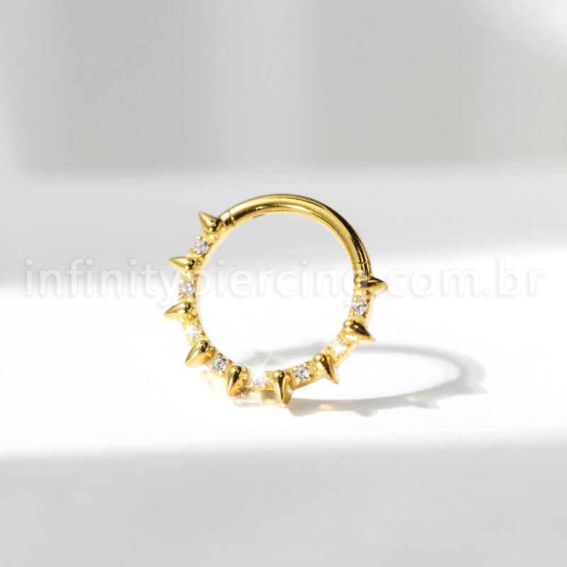 Piercing Argola Titânio Detalhe Zircônia e Spike