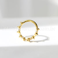 Piercing Argola Titânio Detalhe Zircônia e Spike