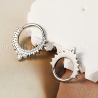 Piercing Argola Titânio Segmento Articulado Indiano Com Zircônia Cravejada