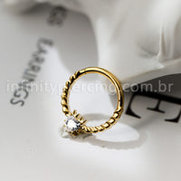 Piercing Argola Titânio Detalhada Com Zircônia Cravejada
