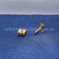 Piercing Labret Aço Cirúrgico Zircônia Cravejada Quadrada