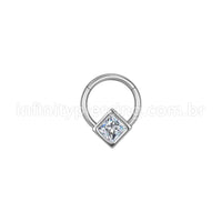 Piercing Argola Aço Cirúrgico Segmento Articulado Zircônia Quadrada