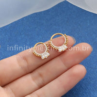 Piercing Argola Segmentada Aço Cirurgico Zircônia 3 Pedras Ovais Com Pontas