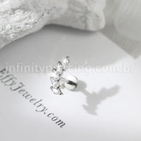 Piercing Labret Aço Cirúgico Cluster 6 Zircônias