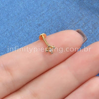 Piercing Labret Aço Cirúgico Indiano 5 Pedras Zircônia Cravada