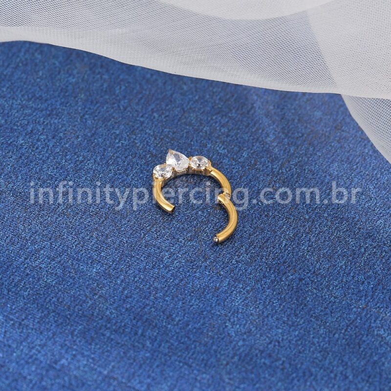 Piercing Argola Titânio Segmento Articulado Zircônia Cravejada