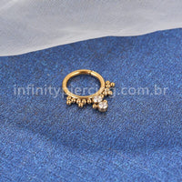 Piercing Argola Titânio Segmento Articulado Indiano Zircônia Cravada