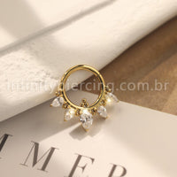 Piercing Argola  Aço Cirúrgico Segmento Articulado Zircônia Oval