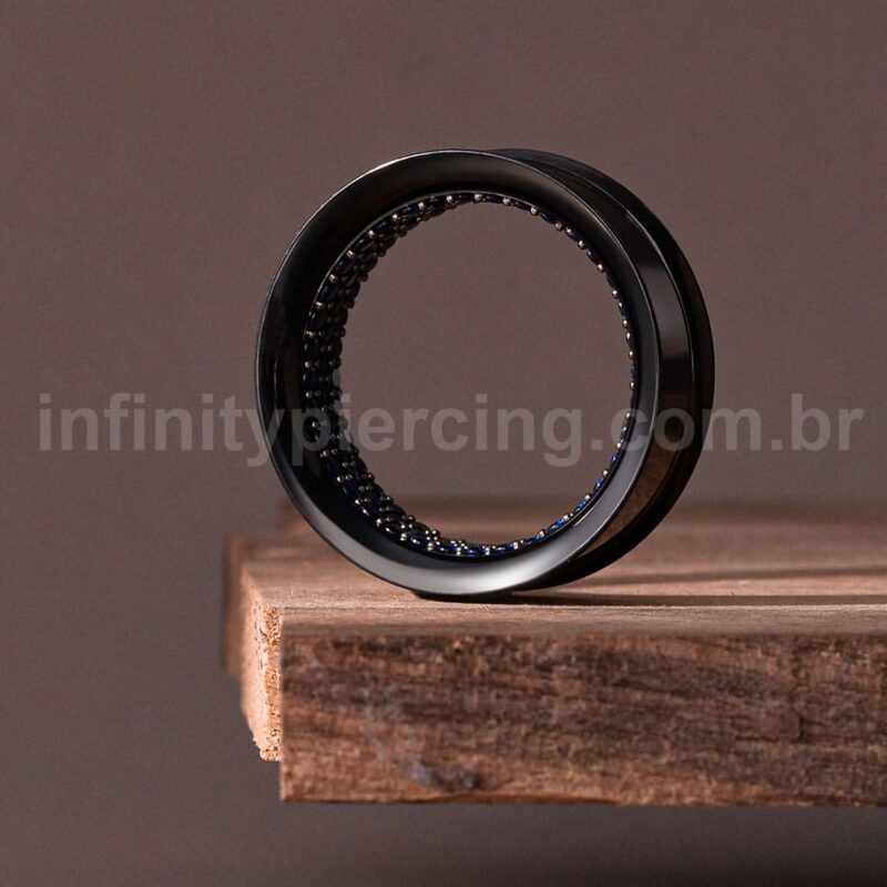 Alargador Aço Cirúrgico Pvd Black Com Zircônia Interna