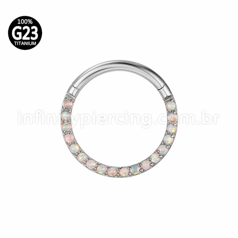 Piercing Argola Segmento Articulado Titânio Opala