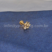 Piercing Labret Aço Cirúrgico Tridente 1 Zircônia