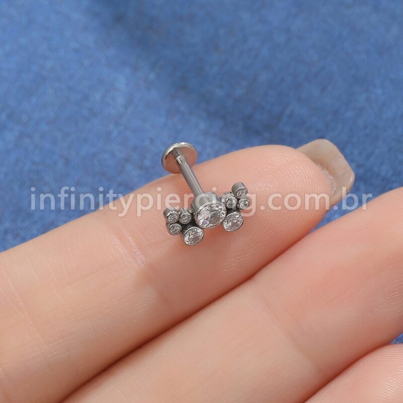 Piercing Labret Aço Cirúrgico Zircônias