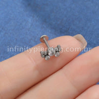 Piercing Labret Aço Cirúrgico Zircônias