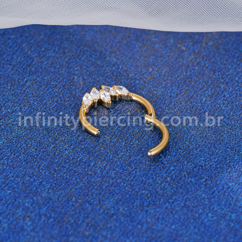 Piercing Argola Aço Cirúrgico Segmento Articulado Zircônia Cravejada