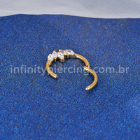 Piercing Argola Aço Cirúrgico Segmento Articulado Zircônia Cravejada