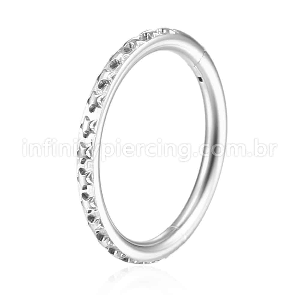 Piercing Argola Aço Cirurgico Segmento Articulado Detalhes Eestrelas