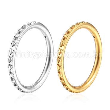 Piercing Argola Aço Cirurgico Segmento Articulado Detalhes Eestrelas