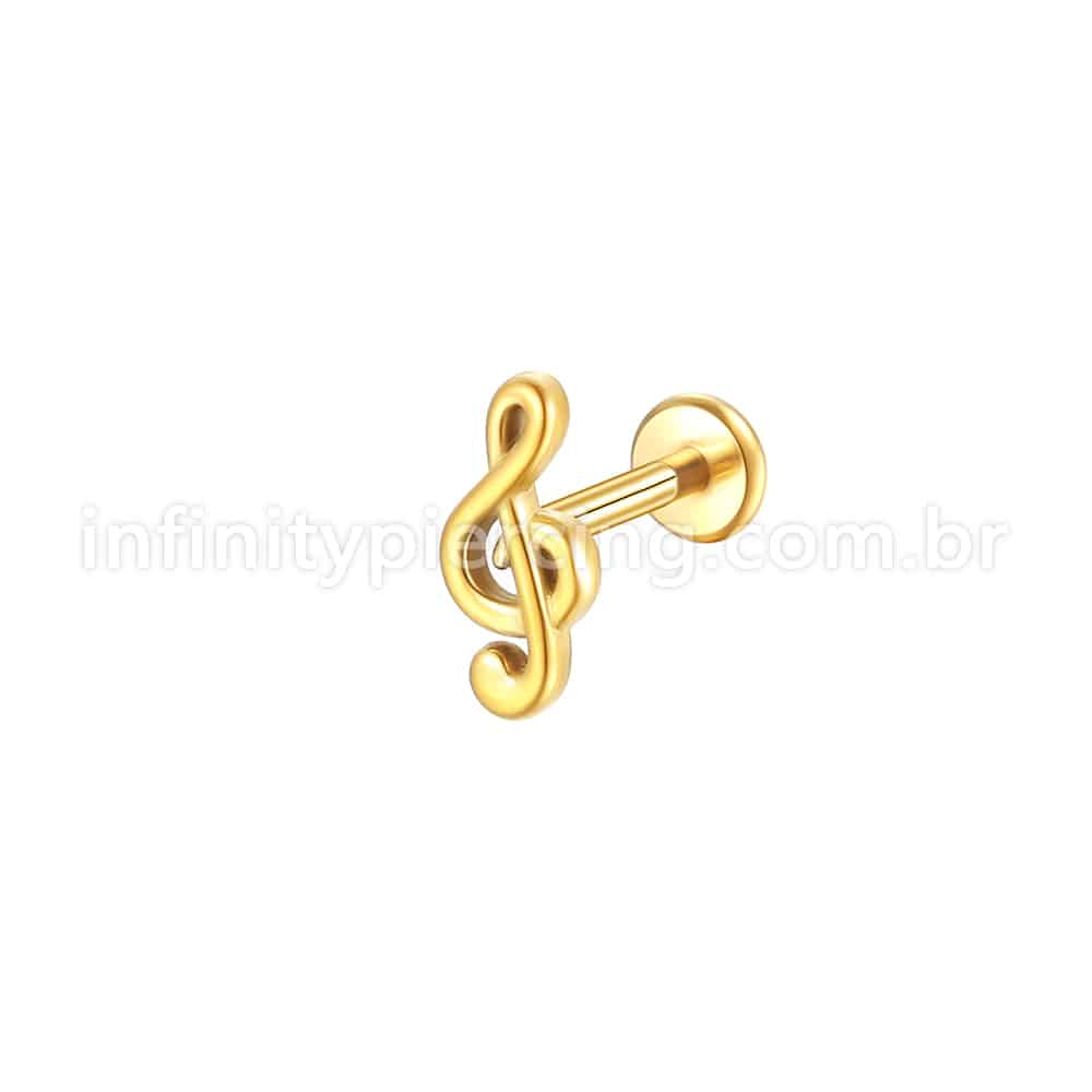 Piercing Labret Aço Cirúrgico Nota Musical