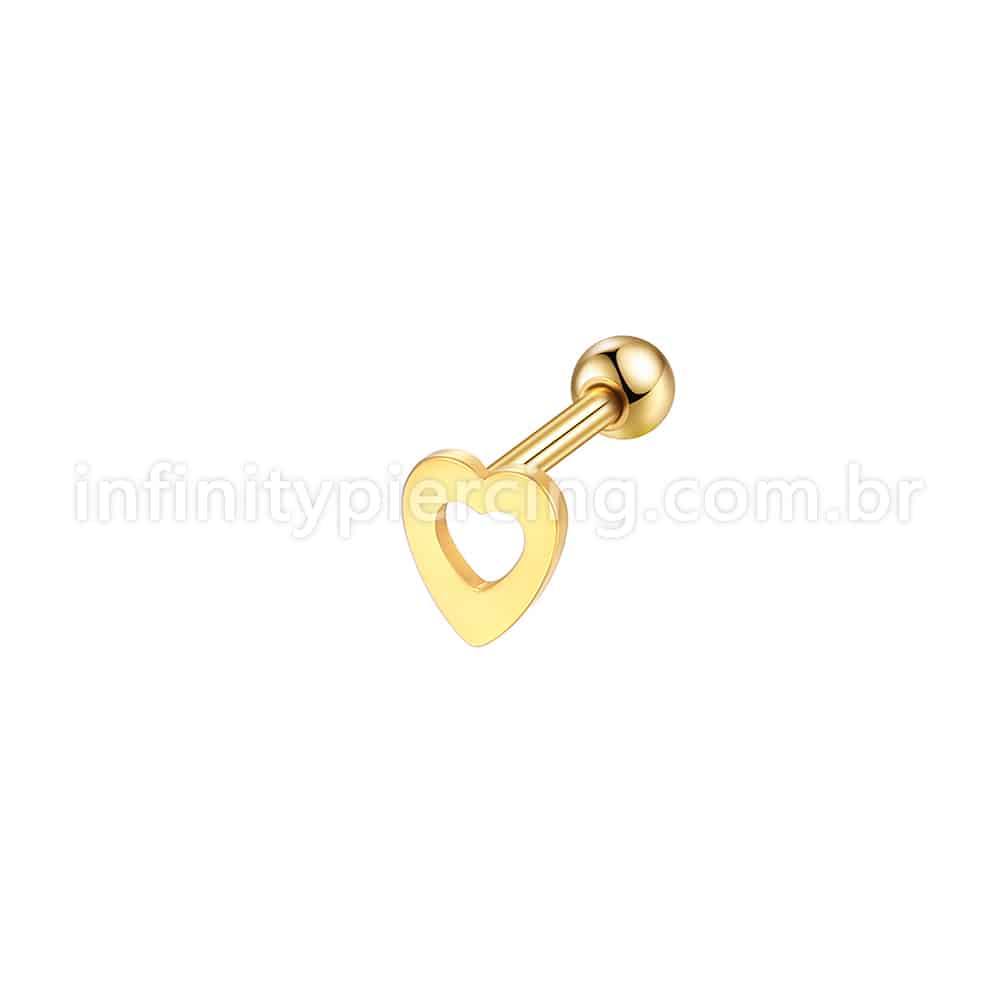 Piercing Barbell Aço Cirúrgico Coração Vazado