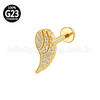 Piercing Labret Titânio Asa Zircônia Cravejada