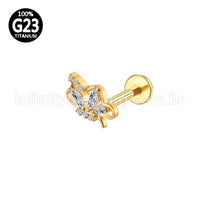 Piercing Labret Titânio Zircônia Cravejada