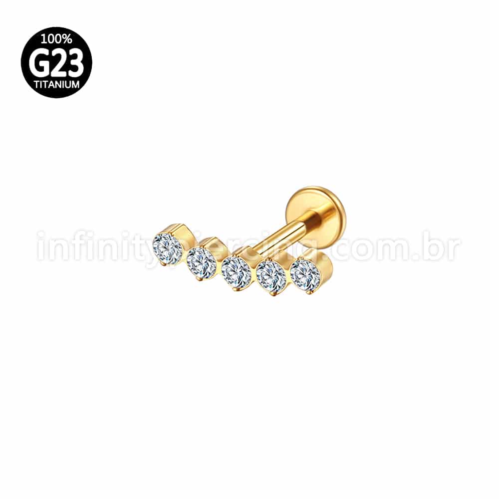 Piercing Labret Titânio 5 Zircônias