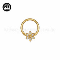 Piercing Argola Titânio Segmento Articulado Flor 6 Pontas