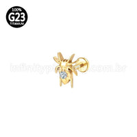 Piercing Labret Titânio Aranha Com Zircônia Cravejada
