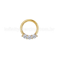 Piercing Argola Segmento Articulado Aço Cirurgico 3 Pedras