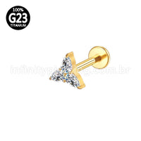 Piercing Labret Titânio Trinity Zircônia Cravejada