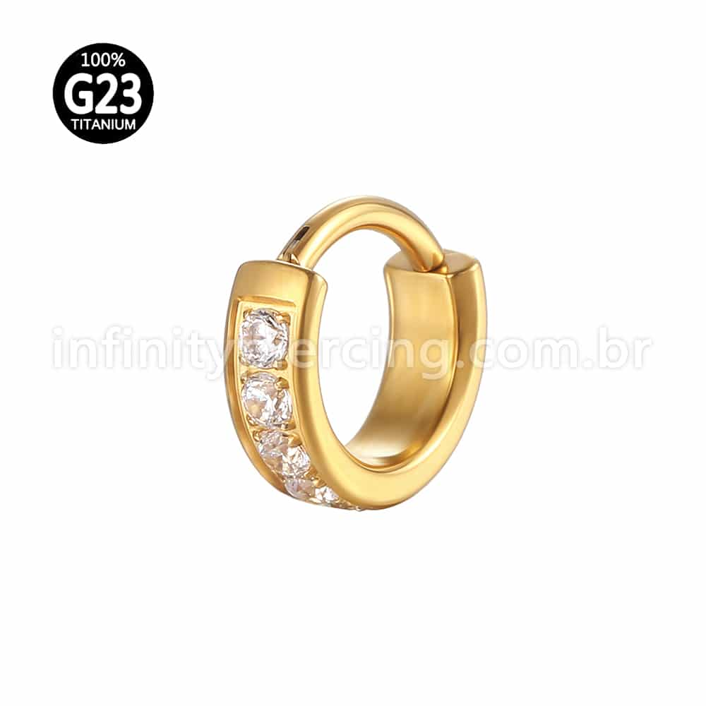 Piercing Argola Segmento Articulado Titânio Zircônia Cravejada