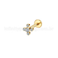 Piercing Labret Aço Cirúrgico Flor Zircônia Cravada